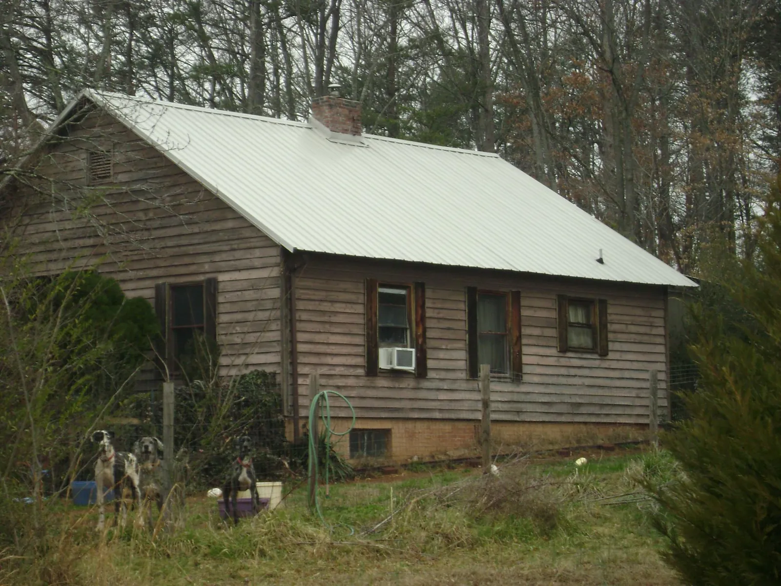 White metal roof on an old wood sided farmhouse, from a Asphalt Shingle Roof Repair job in Daytona Beach
